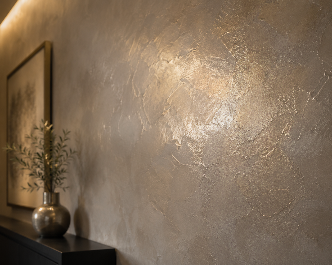 Metallic plaster decorative finish