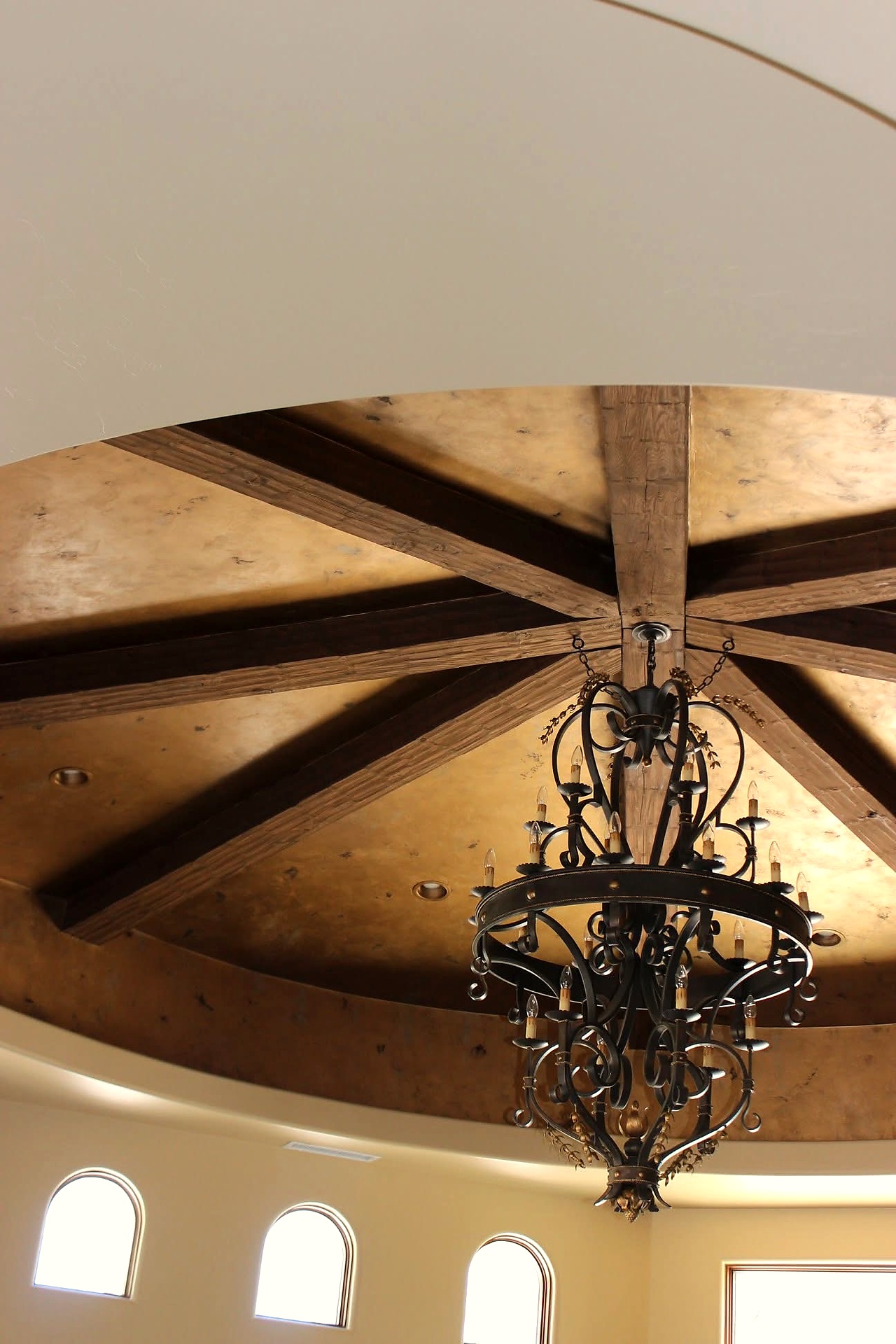 Roman clay domed ceiling with chandelier
