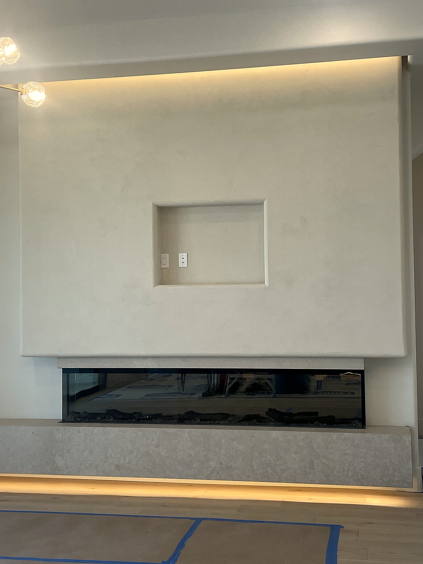 Modern white plaster fireplace specialty finish
