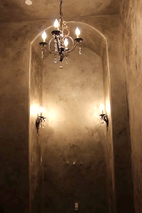 Dark Venetian plaster arched alcove
